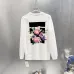 Off-White Long Sleeve Tee Floral Arrow Print Front &amp; Back, Black, White #B68572