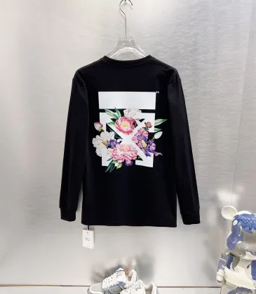 Off-White Long Sleeve Tee Floral Arrow Print Front &amp; Back, Black, White #B68572