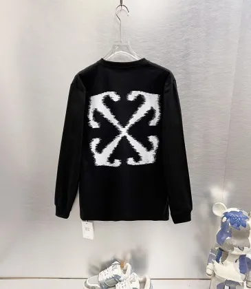 Off-White Long Sleeve Tee Frayed Arrow Back Graphic, Black, White #B68571