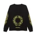 Chrome Hearts Long Sleeve Tee Gold Horseshoe Floral Print Logo Black #B68606