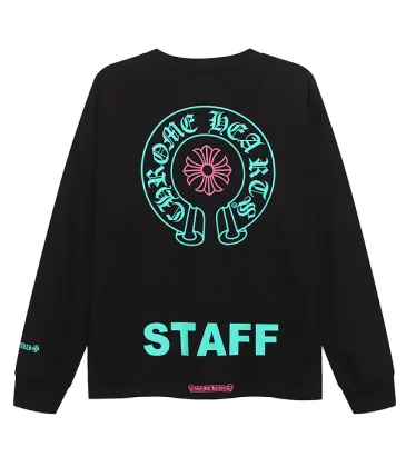 Chrome Hearts Long Sleeve Tee STAFF Print Horseshoe Cross Logo Black #B68605