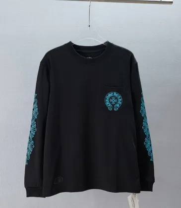 Chrome Hearts Long Sleeve T-shirt Horseshoe Cross Logo Print, Turquoise Blue, Black #B68582