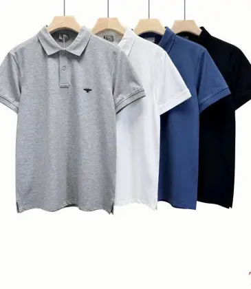 D-ior T-shirts for men Solid Color Buttons Black/White/blue #A46600