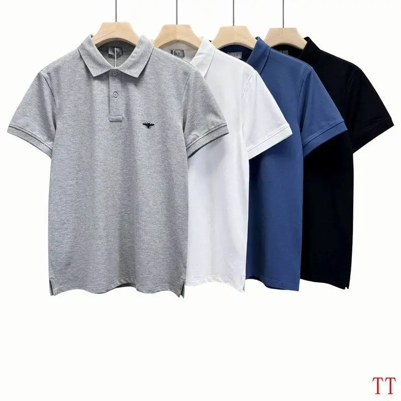 D-ior T-shirts for men Solid Color Buttons Black/White/blue #A46600