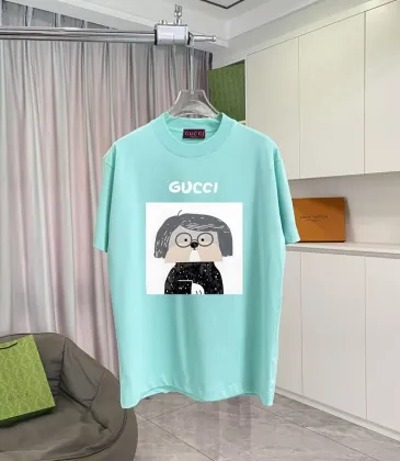 Gucci Light Blue T Shirt Featuring Funny Cartoon Character with Glasses in Modern Style #A54264 Gucci Light Blue T Shirt Featuring Funny Cartoon Character with Glasses in Modern Style #A54264