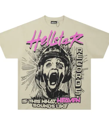 Hellstar White T-shirts Bold Graphic Art & Heaven Sounds Like Statement #A54225 Hellstar White T-shirts Bold Graphic Art & Heaven Sounds Like Statement #A54225