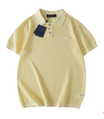 Louis Vuitton Emblem Patch Button Short Sleeve Polo Shirt, Light Yellow #B68862