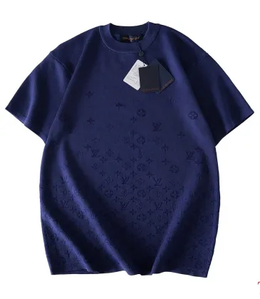 Louis Vuitton Gradient Letter Jacquard Knit Short Sleeve Tee, Navy Blue #B68865
