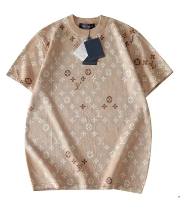 Louis Vuitton Jacquard Gradient Color Block Monogram Knit Short Sleeve Tee, Beige #B68860
