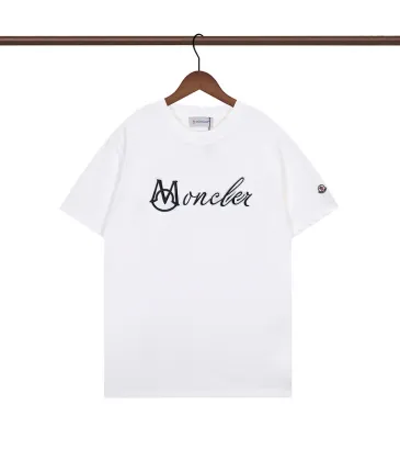 Moncler T-shirts for men logo-embroidered Cotton Black/White #A48648 Moncler T-shirts for men logo-embroidered Cotton Black/White #A48648