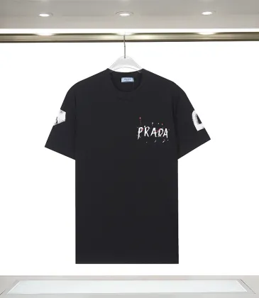 Prada T - Shirt With Artistic Splatter Logo And Sleeve Accents Black/White #A54292 Prada T - Shirt With Artistic Splatter Logo And Sleeve Accents Black/White #A54292