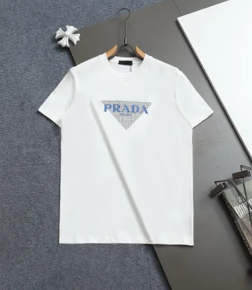 Prada T-Shirts for Men 300g Black/White 100% Cotton #A53048 Prada T-Shirts for Men 300g Black/White 100% Cotton #A53048