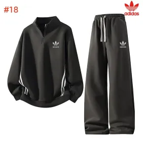 Adidas Trefoil Half Zip Tracksuit Set Top &amp; Pants White,Grey,Black #B69385