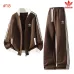 Adidas Trefoil Collared Zip Tracksuit Set Jacket &amp; Pants Black,White,Grey,Brown #B69386