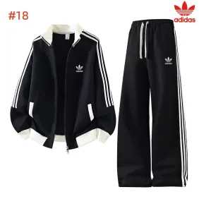 Adidas Trefoil Collared Zip Tracksuit Set Jacket &amp; Pants Black,White,Grey,Brown #B69386