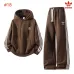 Adidas Trefoil Collared Zip Tracksuit Set Jacket &amp; Pants Black,White,Grey,Brown #B69387