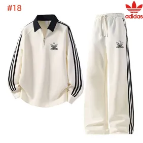 Adidas Trefoil Logo Quarter Zip Tracksuit Set Top &amp; Pants Black,White,Olive,Brown #B69394