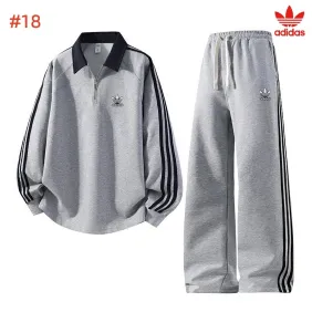 Adidas Trefoil Logo Quarter Zip Tracksuit Set Top &amp; Pants Navy,Grey,Burgundy,Black #B69395