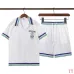 Casablanca Men Embroidered Shirt &amp; Shorts Set | White‑Green‑Blue Trim #B67964