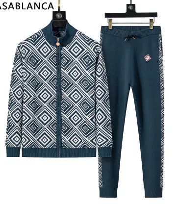 Casablanca Men Geometric Jacquard Knit Tracksuit Teal #B69134