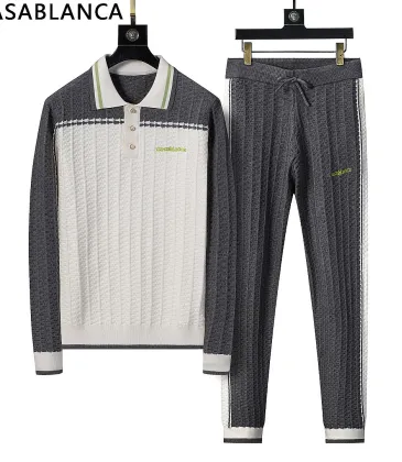 Casablanca Men Geometric Jacquard Knit Tracksuit Teal #B69135