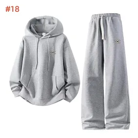 Chanel CC Logo Hoodie Tracksuit Set Top &amp; Pants Navy,Grey,Brown,Dark Grey #B69392