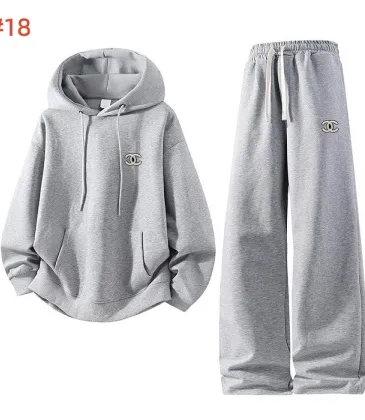 Chanel CC Logo Hoodie Tracksuit Set Top &amp; Pants Navy,Grey,Brown,Dark Grey #B69392