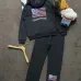 Chrome Hearts USA Flag Print Hoodie Tracksuit Set Top &amp; Pants Oatmeal,Black #B69398