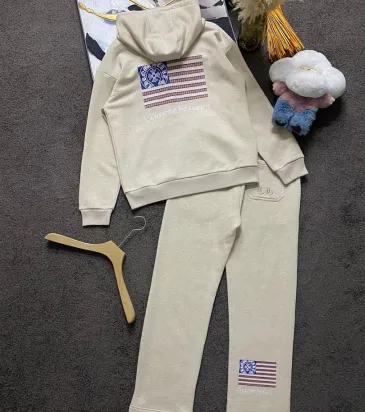 Chrome Hearts USA Flag Print Hoodie Tracksuit Set Top &amp; Pants Oatmeal,Black #B69398