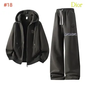 Dior Logo Zip Hoodie Tracksuit Set Jacket &amp; Pants Grey,Brown,Black,Dark Grey #B69391