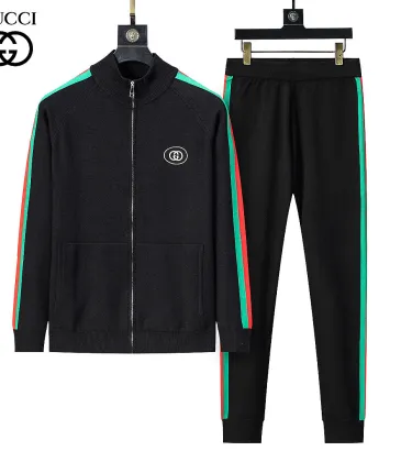 Gucci Men Full Zip Knit Tracksuit Black, Navy #B69130