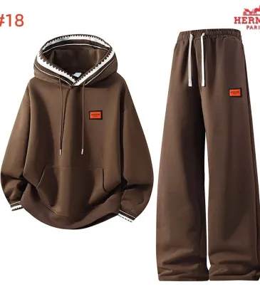 Hermes Patch Logo Hoodie Tracksuit Set Top &amp; Pants White,Brown,Black,Dark Grey #B69389
