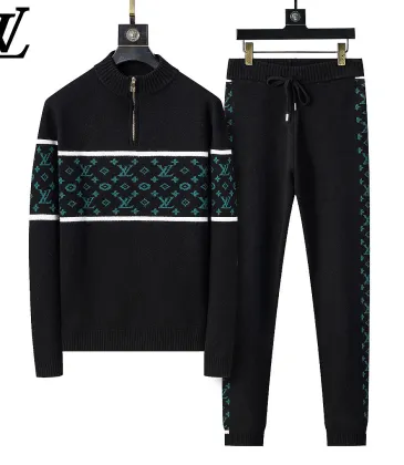 Louis Vuitton Men Half Zip Knit Tracksuit Black #B69129