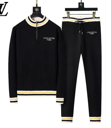 Louis Vuitton Men Half Zip Knit Tracksuit Teal, Black #B69128