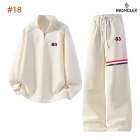 Moncler Logo Half Zip Tracksuit Set Top &amp; Pants Cream,Brown,Dark Navy,Black #B69397