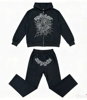 Spider‑5 Black Rhinestone Spider‑Web Zip‑Up Hoodie & Flare Pant Set #B67981 Spider‑5 Black Rhinestone Spider‑Web Zip‑Up Hoodie & Flare Pant Set #B67981