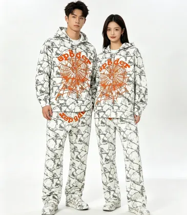 Spider‑5 Men Fleece‑Lined Zip‑Up Hoodie & Pants Set, White #B67974 Spider‑5 Men Fleece‑Lined Zip‑Up Hoodie & Pants Set, White #B67974