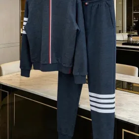 Thom Browne 4-Bar Stripe Zip Tracksuit Set Top &amp; Pants Dark Grey,Navy #B69400