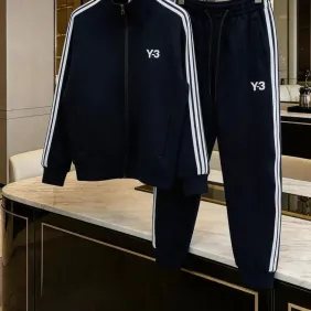 Y-3 Side 3-Stripes Zip Jacket Tracksuit Set Top &amp; Pants Navy,White #B69402