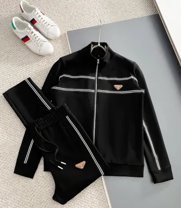 Prada 2‑Piece Tracksuit Set Leather Triangle Logo Stripe Detail #B67443 Prada 2‑Piece Tracksuit Set Leather Triangle Logo Stripe Detail #B67443