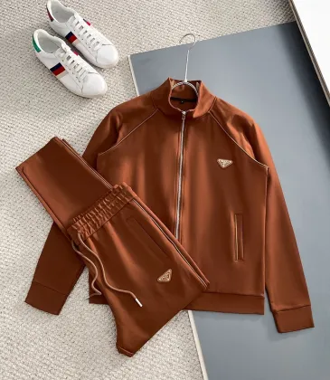 Prada Brown 2‑Piece Tracksuit Set Leather Triangle Logo #B67444 Prada Brown 2‑Piece Tracksuit Set Leather Triangle Logo #B67444