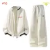 Prada Triangle Logo Stripe Trim Tracksuit Set Jacket &amp; Pants Black,White,Grey #B69388
