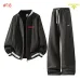 Prada Triangle Logo Stripe Trim Tracksuit Set Jacket &amp; Pants Black,White,Grey #B69388