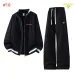 Prada Triangle Logo Stripe Trim Tracksuit Set Jacket &amp; Pants Black,White,Grey #B69388