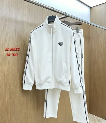 Prada Triangle Logo Tracksuit Set Jacket &amp; Pants Black,White #B69375