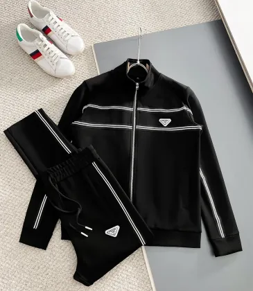 Prada Zip‑Up Tracksuit 2‑Piece Set With White Stripe Details #B67442 Prada Zip‑Up Tracksuit 2‑Piece Set With White Stripe Details #B67442