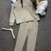 Polo Ralph Lauren Pony Logo Half Zip Tracksuit Set Top &amp; Pants Khaki,Navy #B69403