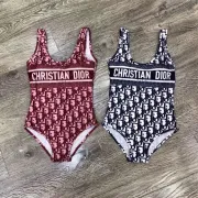 Christian D-ior Monogram One - Piece Swimsuits In Pink And Navy For Stylish Beach Looks#9122120