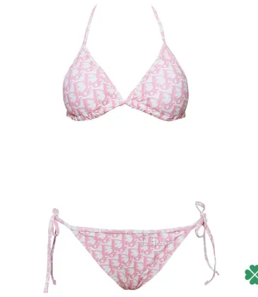 D-ior Pink Monogram Printed Bikini Set For Chic Summer Beach Looks #9874290