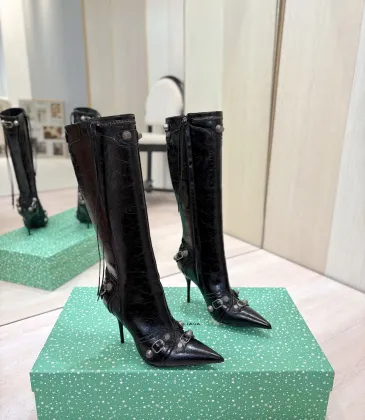 Balenciaga Cagole Studded Pointed‑Toe Over‑The‑Knee Boots 9.5cm Heel #B68386